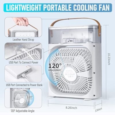 Multifunction Water Spray Mist Fan – USB Electric Portable Air Cooler & Humidifier Fan for Home & Office Use (Pack of 1)