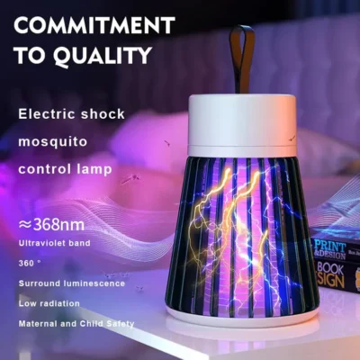 Electronic Mosquito Killer Lamp with UV Light, Electric Shock Mosquito Killer Portable, Includes Brush, Power Cable and Hook (Mosquito Lamp Compact with Hook) PACK OF 2