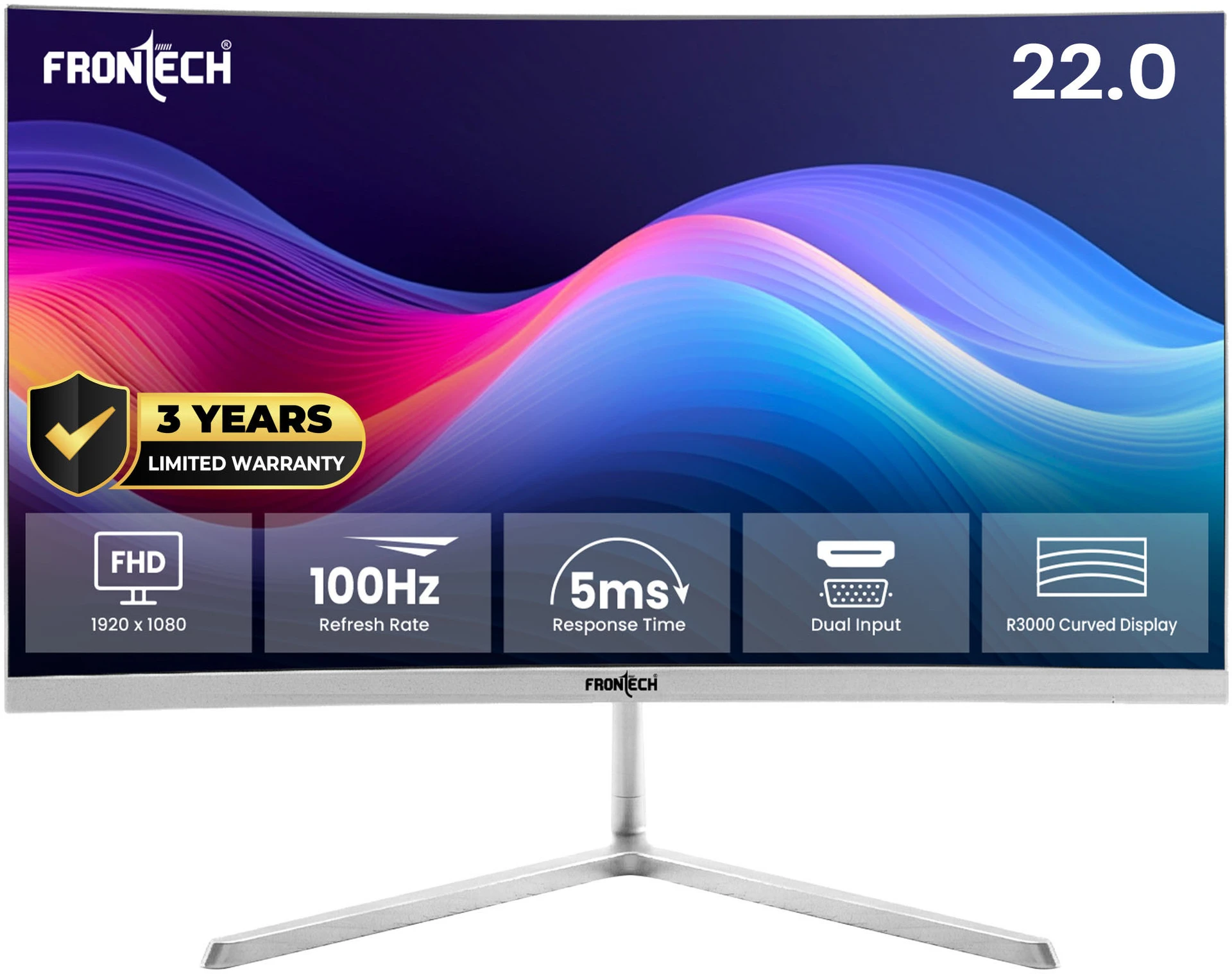 mon-0079c-100-full-hd-va-panel-22-2024-mon-0079c-frontech-original-imahzw97xfhny2xm Frontech Ultima Series 54.46 cm (22 inch) Full HD LED Backlit VA Panel with HDMI, VGA Monitor (MON-0079C) (Adaptive Sync, Response Time: 5 ms, 100 Hz Refresh Rate) - Image 1